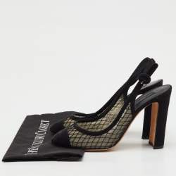 Pre Owned Dolce & Gabbana Black Suede and Mesh Cap Toe Slingback Pumps Size 40
