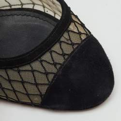 Pre Owned Dolce & Gabbana Black Suede and Mesh Cap Toe Slingback Pumps Size 40