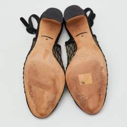 Pre Owned Dolce & Gabbana Black Suede and Mesh Cap Toe Slingback Pumps Size 40