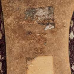 Pre Owned Dolce & Gabbana Burgundy Lace Crystal Embellished Taormina Ballet Flats Size 39