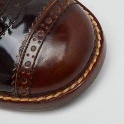 Pre Owned Dolce & Gabbana Brown Patent Leather and Calf Hair Calf Length Boots Size 39