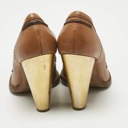 Pre Owned Dolce & Gabbana Tan Leather Loafer Pumps Size 39