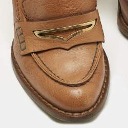 Pre Owned Dolce & Gabbana Tan Leather Loafer Pumps Size 39