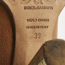 Pre Owned Dolce & Gabbana Tan Leather Loafer Pumps Size 39