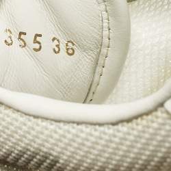 Pre Owned Dolce & Gabbana White/Cream Suede and Leather DG Cushion Sneakers Size 36