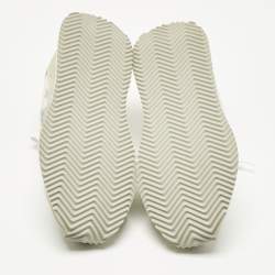 Pre Owned Dolce & Gabbana White/Cream Suede and Leather DG Cushion Sneakers Size 36