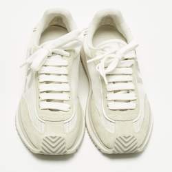 Pre Owned Dolce & Gabbana White/Cream Suede and Leather DG Cushion Sneakers Size 36