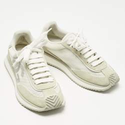 Pre Owned Dolce & Gabbana White/Cream Suede and Leather DG Cushion Sneakers Size 36