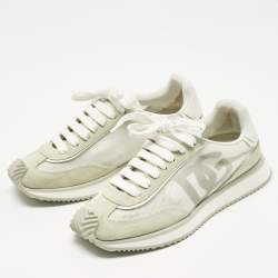 Pre Owned Dolce & Gabbana White/Cream Suede and Leather DG Cushion Sneakers Size 36