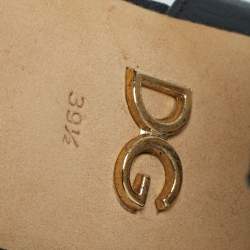 Pre Owned Dolce & Gabbana White/Black Leather Heart Buckle Polka Dot Cady Sandals Size 39.5