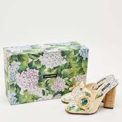 Pre Owned Dolce & Gabbana Hydrangea Print  patent Leather Jackie Mules Size 39