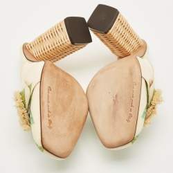 Pre Owned Dolce & Gabbana Hydrangea Print  patent Leather Jackie Mules Size 39