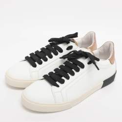 Pre Owned حذاء رياضي دولتشي أند غابانا منخفض من الأعلى بورتوفينو جلد أبيض مقاس 40