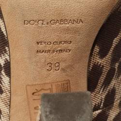 Pre Owned Dolce & Gabbana Brown/Beige Leopard Print Canvas Peep Toe Pumps Size 39