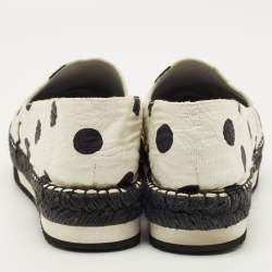 Pre Owned Dolce & Gabbana White/Black Canvas Polka Dot Print Flat Espadrilles Size 40