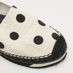 Pre Owned Dolce & Gabbana White/Black Canvas Polka Dot Print Flat Espadrilles Size 40