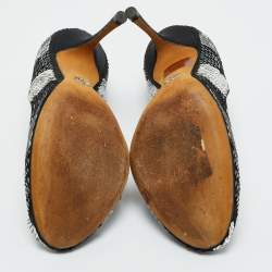 Pre Owned Dolce and Gabbana Black/Silver Sequin Round Toe Pumps Size 36.5