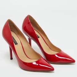 Pre Owned Dolce & Gabbana Red Patent Leather Pointed Toe Pumps Size 38