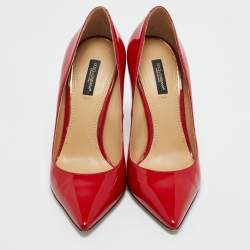Pre Owned Dolce & Gabbana Red Patent Leather Pointed Toe Pumps Size 38