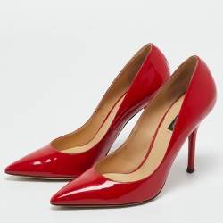 Pre Owned Dolce & Gabbana Red Patent Leather Pointed Toe Pumps Size 38