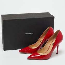 Pre Owned Dolce & Gabbana Red Patent Leather Pointed Toe Pumps Size 38