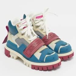 Pre Owned Dolce & Gabbana Multicolor Suede and Rubber High Top Sneakers Size 37