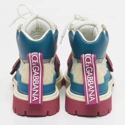Pre Owned Dolce & Gabbana Multicolor Suede and Rubber High Top Sneakers Size 37