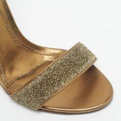 Pre Owned Dolce & Gabbana Gold Lurex Fabric Keira Ankle Strap Sandals Size 38