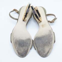 Pre Owned Dolce & Gabbana Gold Lurex Fabric Keira Ankle Strap Sandals Size 38