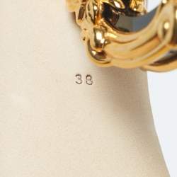 Pre Owned Dolce & Gabbana Gold Lurex Fabric Keira Ankle Strap Sandals Size 38