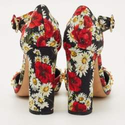 Pre Owned Dolce & Gabbana Multicolor Brocade Fabric Crystal Embellished  Mary Jane Pumps Size 36