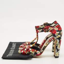 Pre Owned Dolce & Gabbana Multicolor Brocade Fabric Crystal Embellished  Mary Jane Pumps Size 36