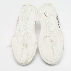 Pre Owned Dolce & Gabbana White/Pink Leather Portofino Low Top Sneakers Size 37