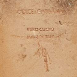 Pre Owned Dolce & Gabbana Black  Lizard Embossed Leather Crystal Embellish Flat Slides Size 40