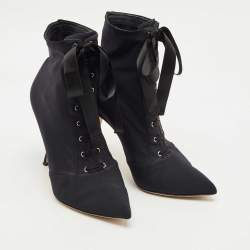 Pre Owned Dolce & Gabbana Navy Blue Stretch Fabric Lori Sock Boots Size 37