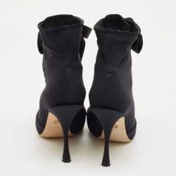 Pre Owned Dolce & Gabbana Navy Blue Stretch Fabric Lori Sock Boots Size 37