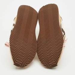 Pre Owned Dolce & Gabbana White/Brown Suede and Leather DG Cushion Sneakers Size 37.5