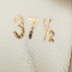 Pre Owned Dolce & Gabbana White/Brown Suede and Leather DG Cushion Sneakers Size 37.5