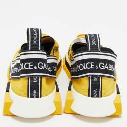 مملوكة مسبقًا Dolce & Gabbana Black/Yellow Knit Fabric Sorrento Slip On Sneakers Size 40