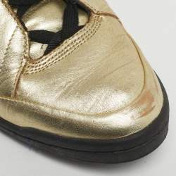Pre Owned Dolce & Gabbana Gold Leather High Top Sneakers Size 37.5