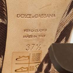 Pre Owned Dolce & Gabbana Brown/Beige Leopard Print Fabric Peep Toe Pumps Size 37.5