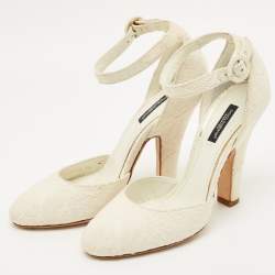 مملوكة مسبقًا حذاء كعب عالي دولتشي أند غابانا سير كاحل قماش بروكاد مطبوع ماجيوليكا متعدد الألوان مقاس 40