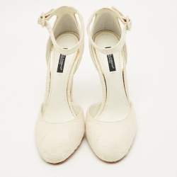 مملوكة مسبقًا حذاء كعب عالي دولتشي أند غابانا سير كاحل قماش بروكاد مطبوع ماجيوليكا متعدد الألوان مقاس 40