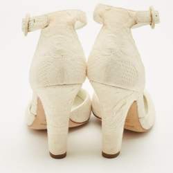 مملوكة مسبقًا حذاء كعب عالي دولتشي أند غابانا سير كاحل قماش بروكاد مطبوع ماجيوليكا متعدد الألوان مقاس 40