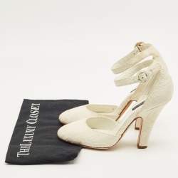 مملوكة مسبقًا حذاء كعب عالي دولتشي أند غابانا سير كاحل قماش بروكاد مطبوع ماجيوليكا متعدد الألوان مقاس 40