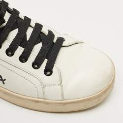 Pre Owned Dolce & Gabbana White/Black Leather Portofino Low Top Sneakers Size 37