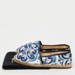 Pre Owned Dolce & Gabbana Multicolor Maiolica Print Canvas and Leather Slip On Espadrilles Size 46