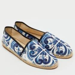 Pre Owned Dolce & Gabbana Multicolor Maiolica Print Canvas and Leather Slip On Espadrilles Size 46