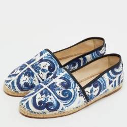Pre Owned Dolce & Gabbana Multicolor Maiolica Print Canvas and Leather Slip On Espadrilles Size 46