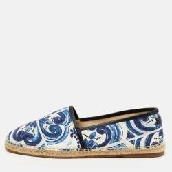 Pre Owned Dolce & Gabbana Multicolor Maiolica Print Canvas and Leather Slip On Espadrilles Size 46
